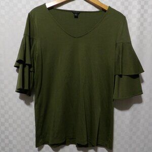 ANN TAYLOR Ruffly Sleeve Blouse | M
